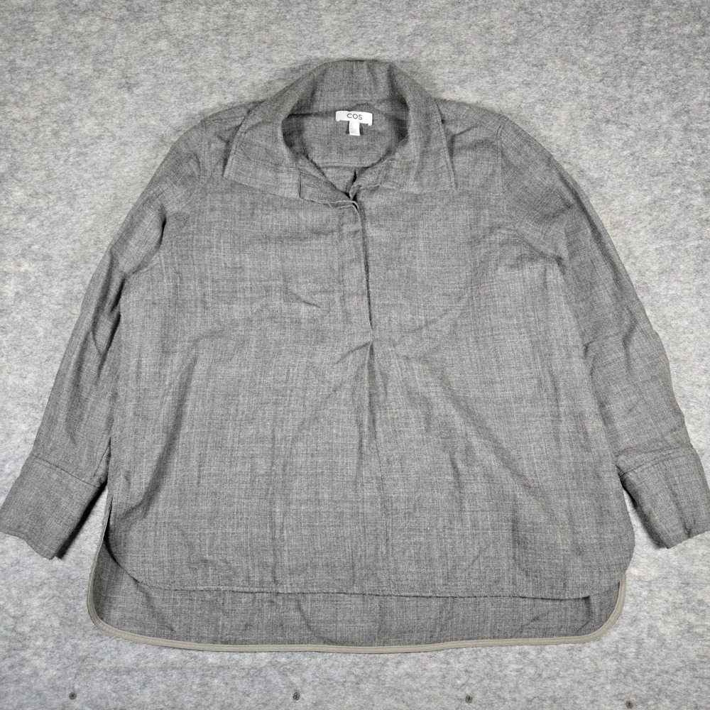 COS Womens Grey 100% Wool Oversized Button Front Blouse 14
